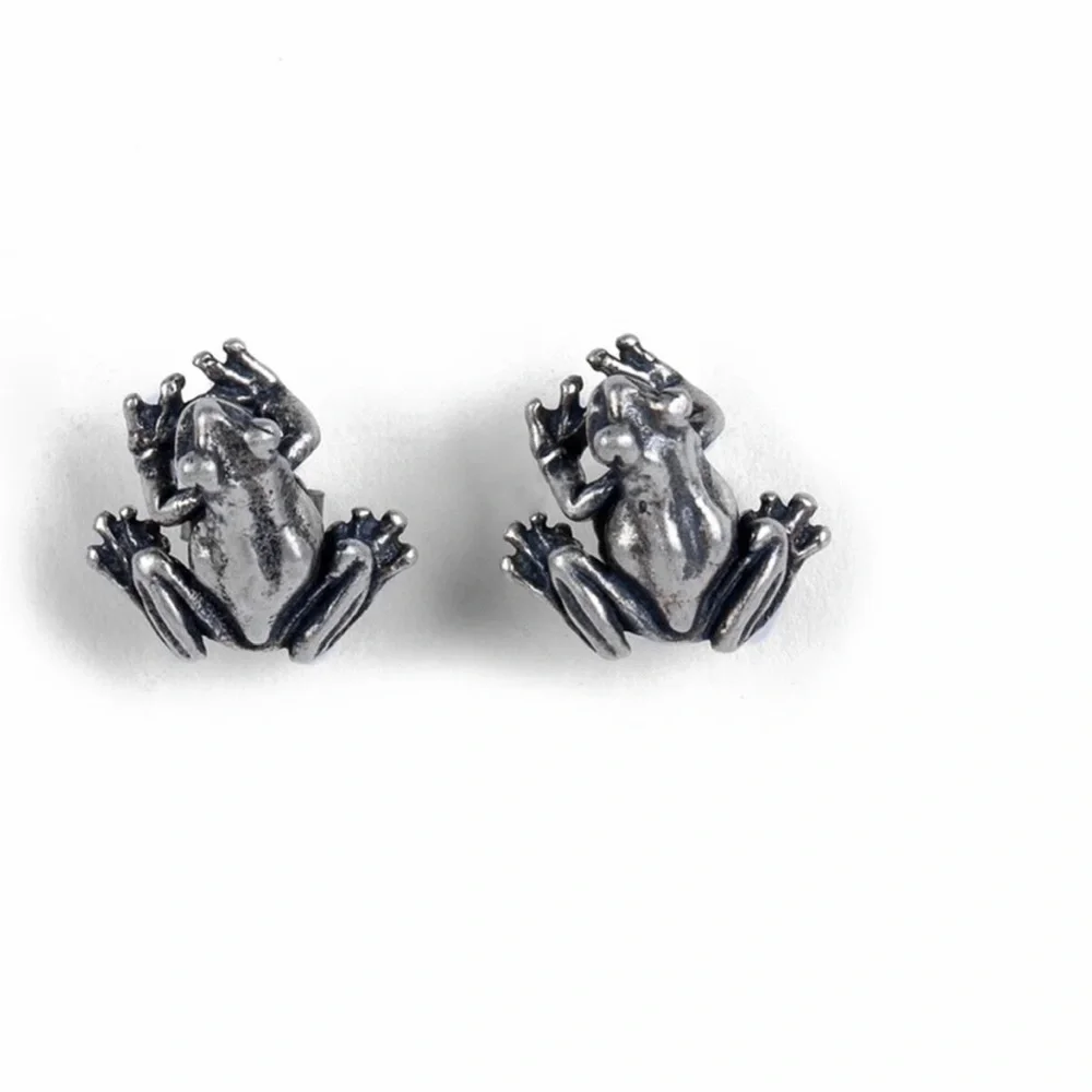S925 SINGLE ACCENT Frog Ear Nail Rock Personality Earring